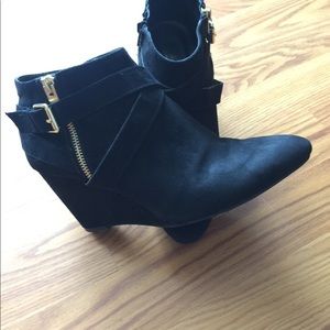 Wedge Booties Black Suede Size 8